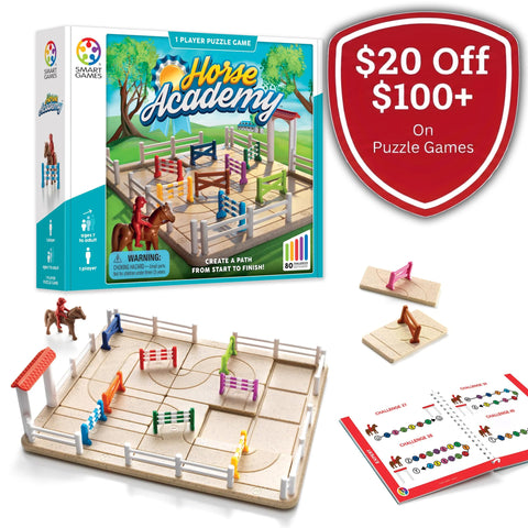 SmartGames Horse Academy - 80 Horse Jumping Course Challenges