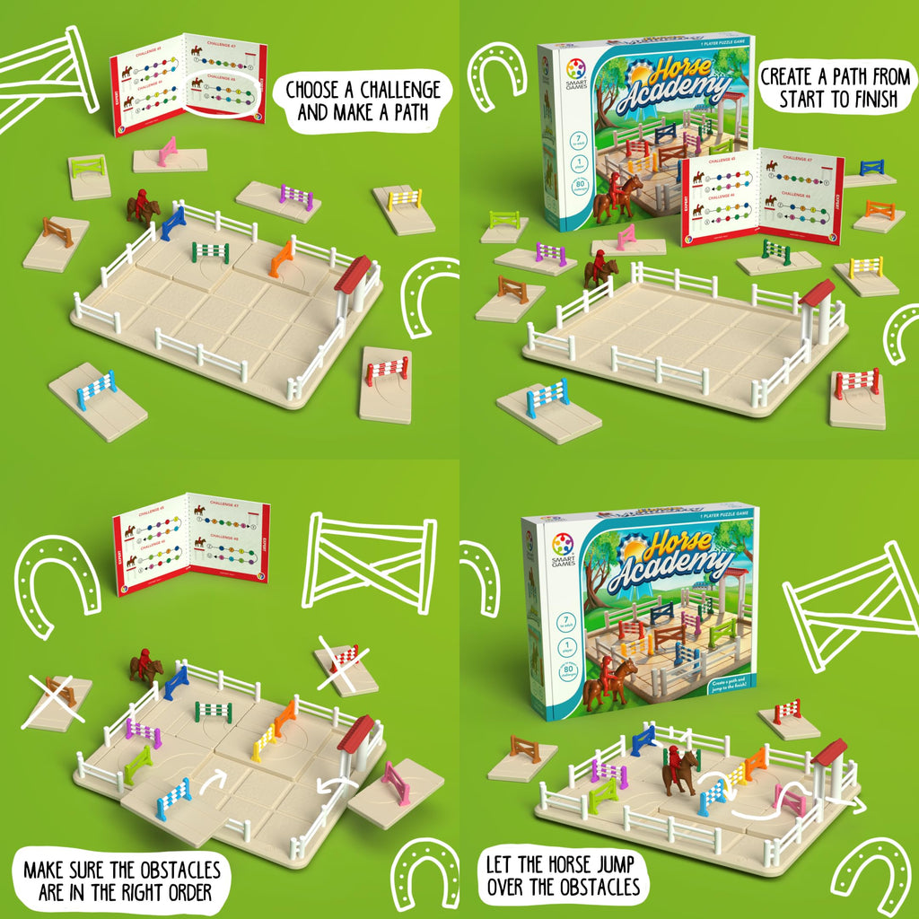 SmartGames Horse Academy - 80 Horse Jumping Course Challenges