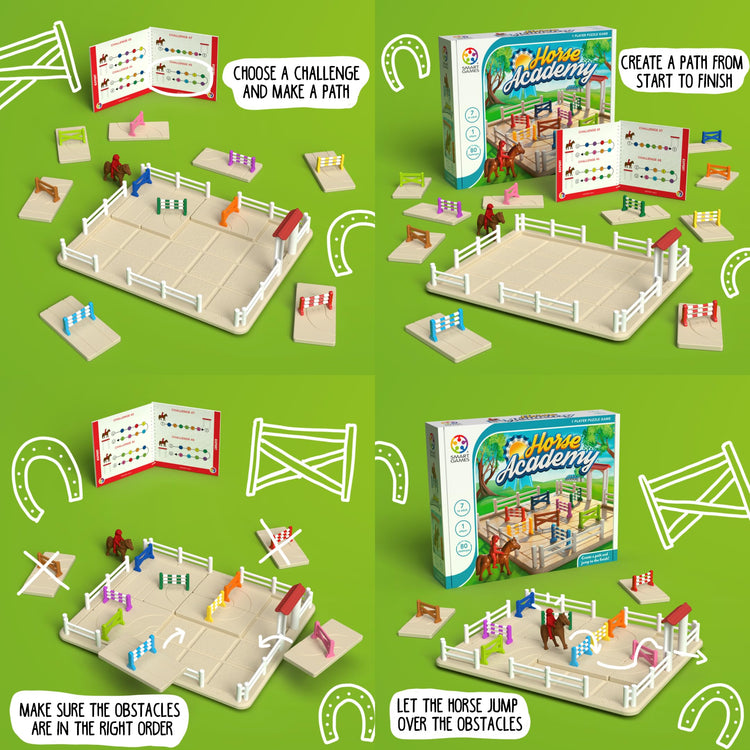 SmartGames Horse Academy - 80 Horse Jumping Course Challenges