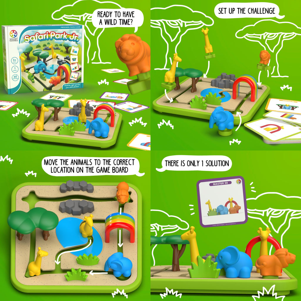 SmartGames Safari Park Jr. - 60-Challenge Animal Logic Puzzle