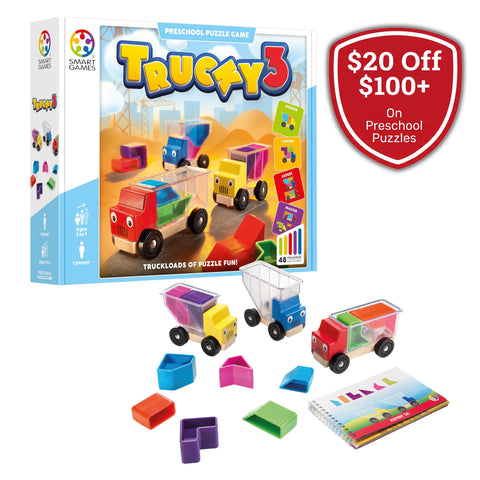 SmartGames Trucky 3 - Load 3 Wooden Trucks, 48 Challenges