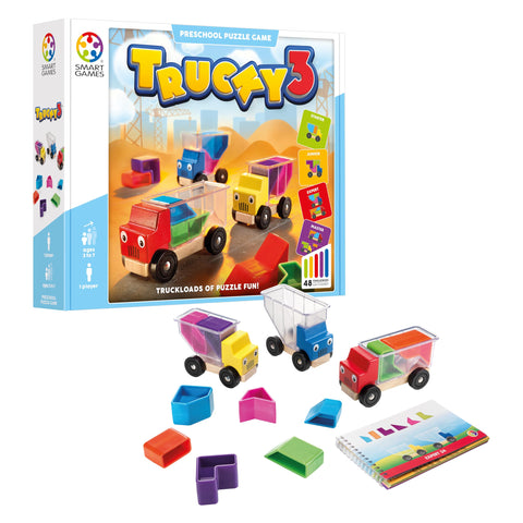 SmartGames Trucky 3 - Load 3 Wooden Trucks, 48 Challenges