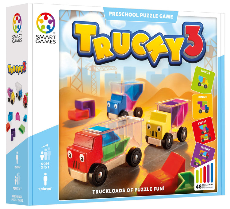 SmartGames Trucky 3 - Load 3 Wooden Trucks, 48 Challenges