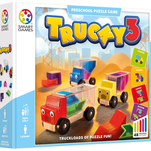 SmartGames Trucky 3 - Load 3 Wooden Trucks, 48 Challenges