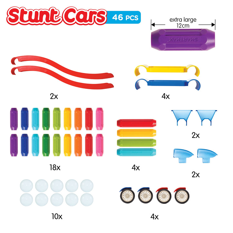 SmartMax Stunt Cars - 46-Piece Magnetic Ramp Builder Set