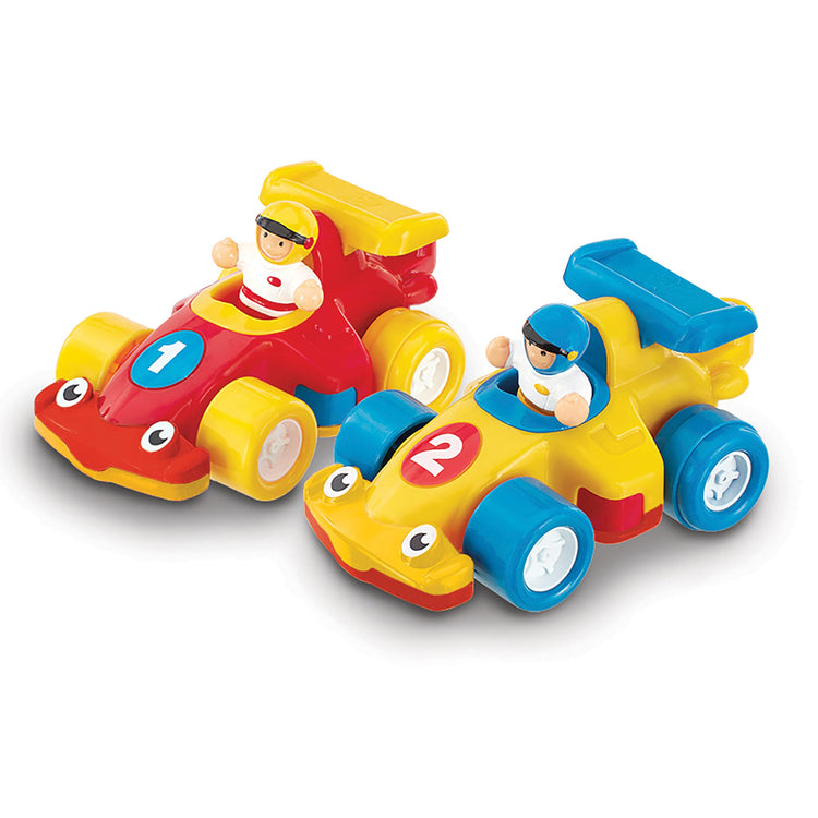 WOW Toys The Turbo Twins - 2 Push & Go Racing Cars with Drivers