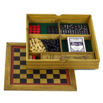 Wooden Games Compendium | Portable Six in One Combination Game Set