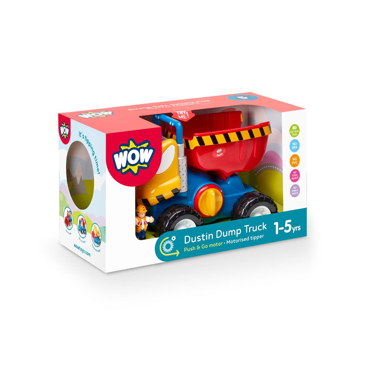 WOW Toys Dustin Dump Truck - Push & Go Tipping Bucket Action