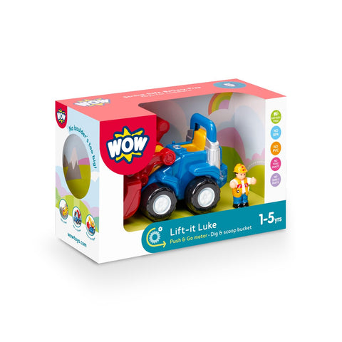 WOW Toys Lift-It Luke - Push & Go Digger with Lifting Bucket
