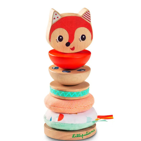 Janod Alice Stacking Pyramid - Colorful Sensory Fine Motor Toy