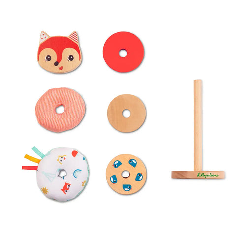 Janod Alice Stacking Pyramid - Colorful Sensory Fine Motor Toy