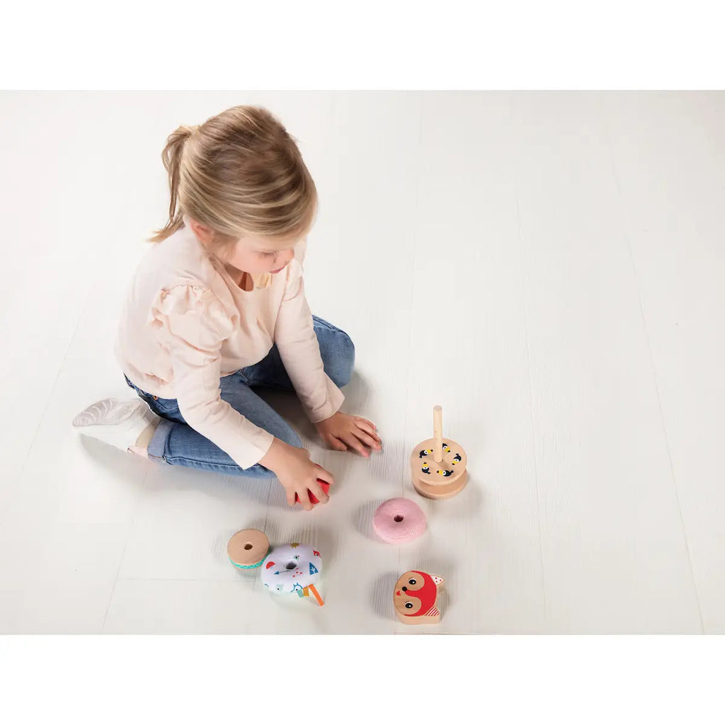 Janod Alice Stacking Pyramid - Colorful Sensory Fine Motor Toy