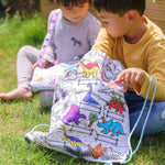 Color-In Dinosaur Backpack - T-Rex & Triceratops - eatsleepdoodle