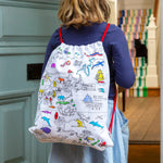 Color-In World Map Backpack - Continents & Icons - eatsleepdoodle