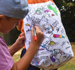 Color-In World Map Backpack - Continents & Icons - eatsleepdoodle