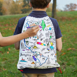 Color-In World Map Backpack - Continents & Icons - eatsleepdoodle
