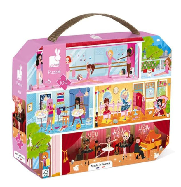 Janod Ballerina Dancers Puzzle - 100 Pieces in Suitcase