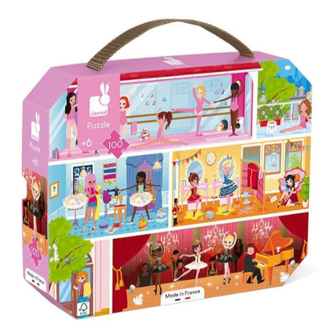 Janod Ballerina Dancers Puzzle - 100 Pieces in Suitcase