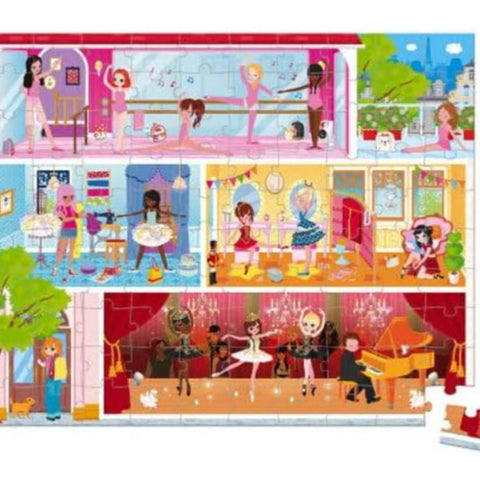 Janod Ballerina Dancers Puzzle - 100 Pieces in Suitcase