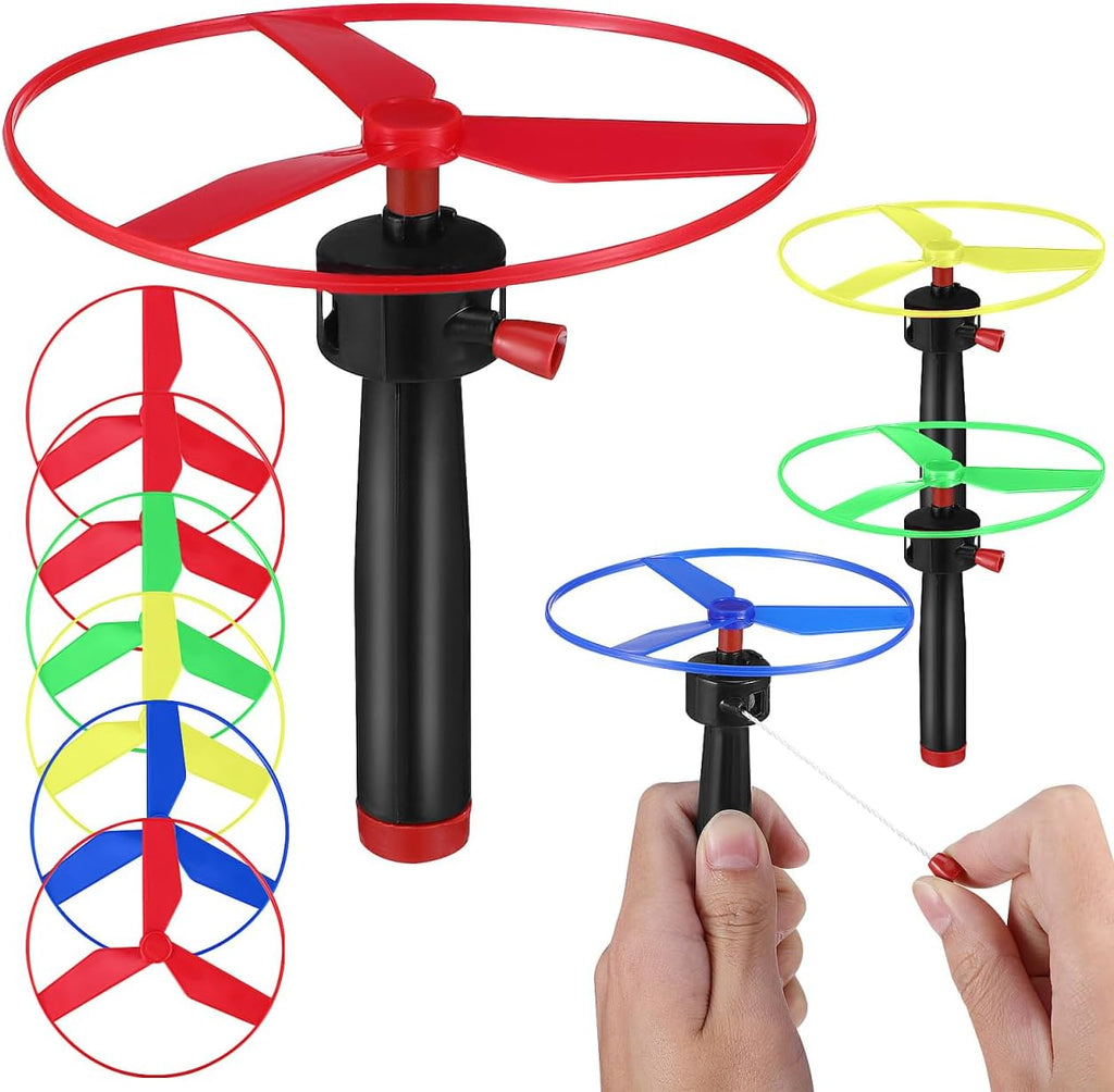 BESTonZON Pull String Flying Disc Toy Set