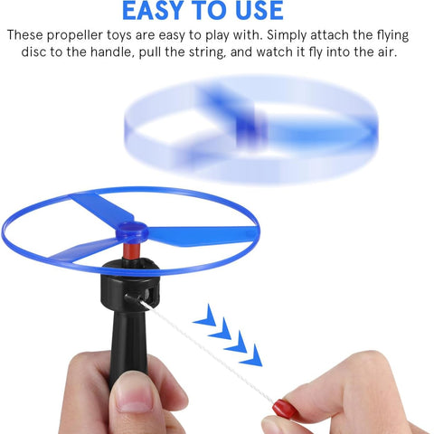 BESTonZON Pull String Flying Disc Toy Set