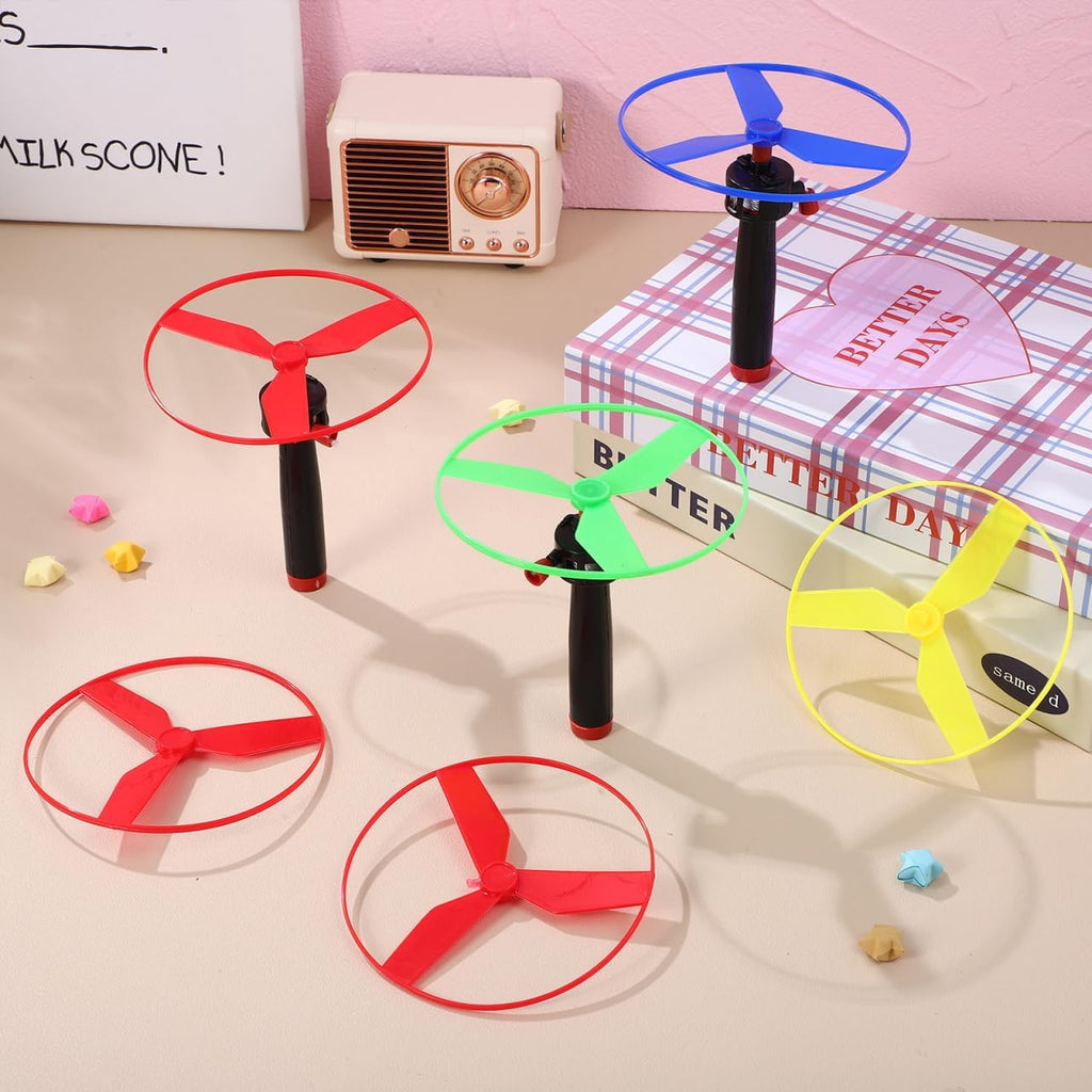 BESTonZON Pull String Flying Disc Toy Set