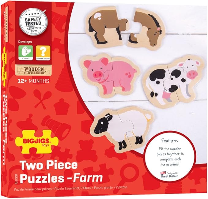 Bigjigs Toys Wooden Two Piece Puzzles