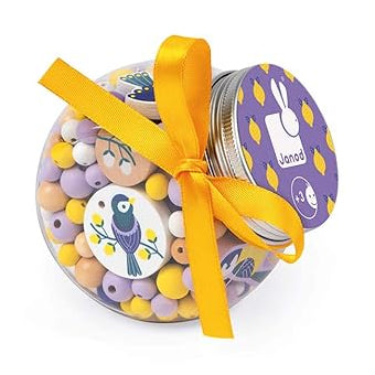 Janod Birdy Chickadees Beads - 220 Pieces with Bird Charms