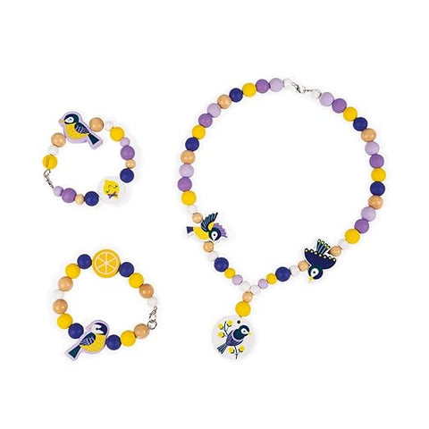 Janod Birdy Chickadees Beads - 220 Pieces with Bird Charms