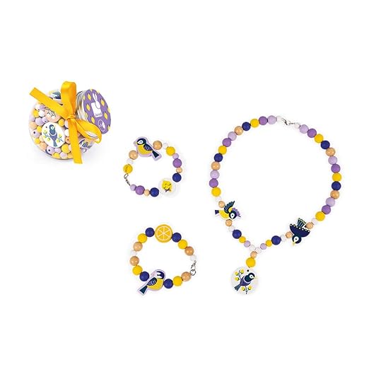 Janod Birdy Chickadees Beads - 220 Pieces with Bird Charms