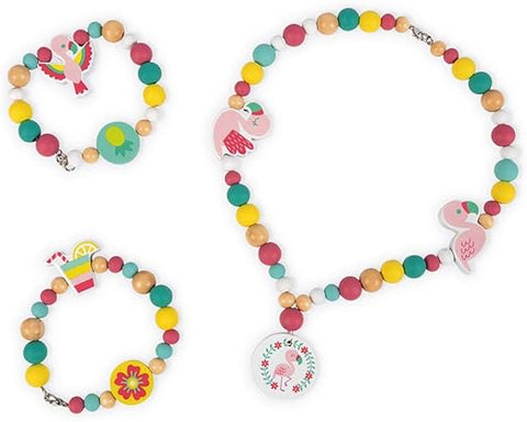 Janod Birdy Flamingos Beads - 220 Pieces with Bird Charms