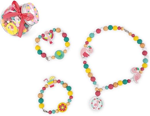 Janod Birdy Flamingos Beads - 220 Pieces with Bird Charms