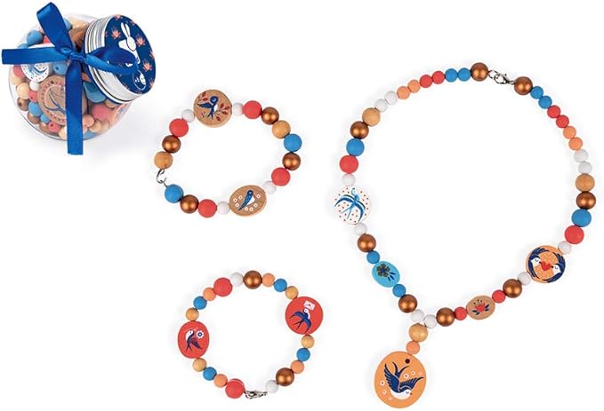 Janod Birdy Swallows Beads - 220 Pieces with Copper Charms