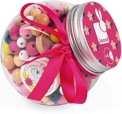 Janod Birdy Swans Beads - 220 Pieces with Fluo Bird Charms