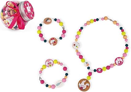 Janod Birdy Swans Beads - 220 Pieces with Fluo Bird Charms