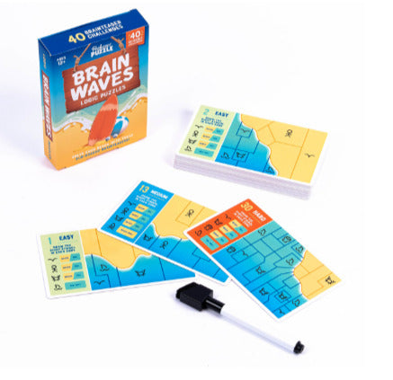 Brain Waves - Beach-Themed Reusable Logic Puzzle Card Set