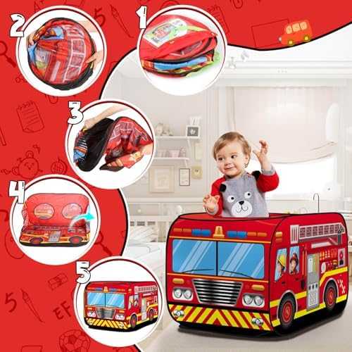 Britik Fire Truck Pop-Up Play Tent