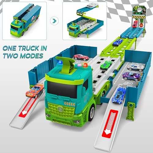 Carrier Truck Foldable Race Track Playset with Cars