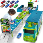 Carrier Truck Foldable Race Track Playset with Cars