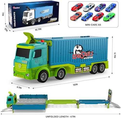 Carrier Truck Foldable Race Track Playset with Cars