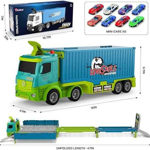 Carrier Truck Foldable Race Track Playset with Cars