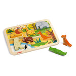 Janod Chunky Zoo Puzzle - 7 Thick Wooden 3D Animal Pieces