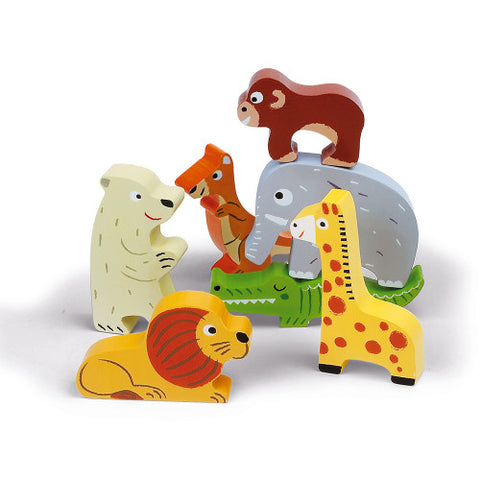 Janod Chunky Zoo Puzzle - 7 Thick Wooden 3D Animal Pieces