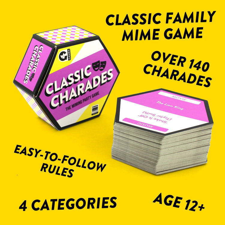 Classic Charades - Travel-Size Miming Party Game with 78 Cards