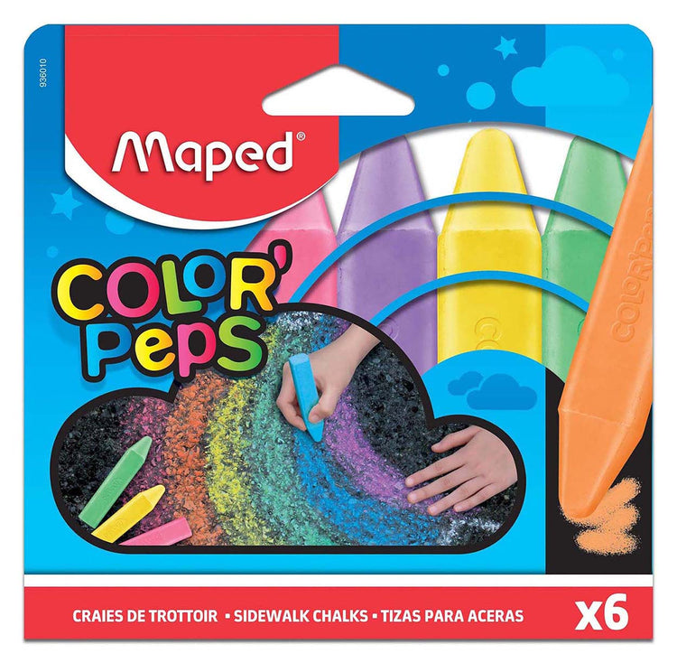 Color'Peps Jumbo Sidewalk Chalk x6 - Big Outdoor Art Fun