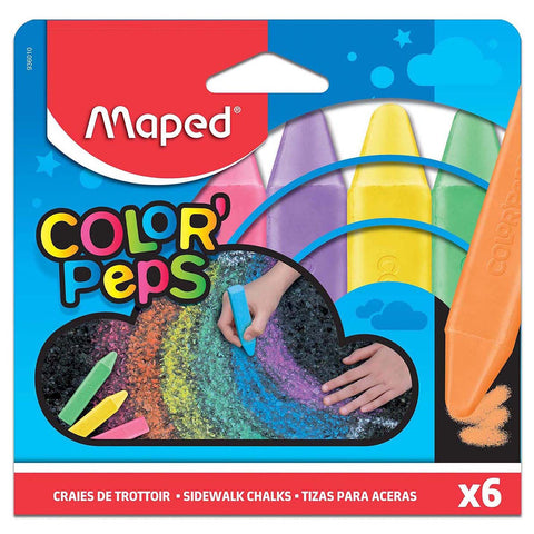 Color'Peps Jumbo Sidewalk Chalk x6 - Big Outdoor Art Fun