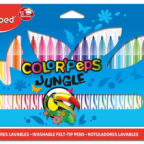 Maped ColorPeps Jungle Markers - 24 Fine Washable Colors
