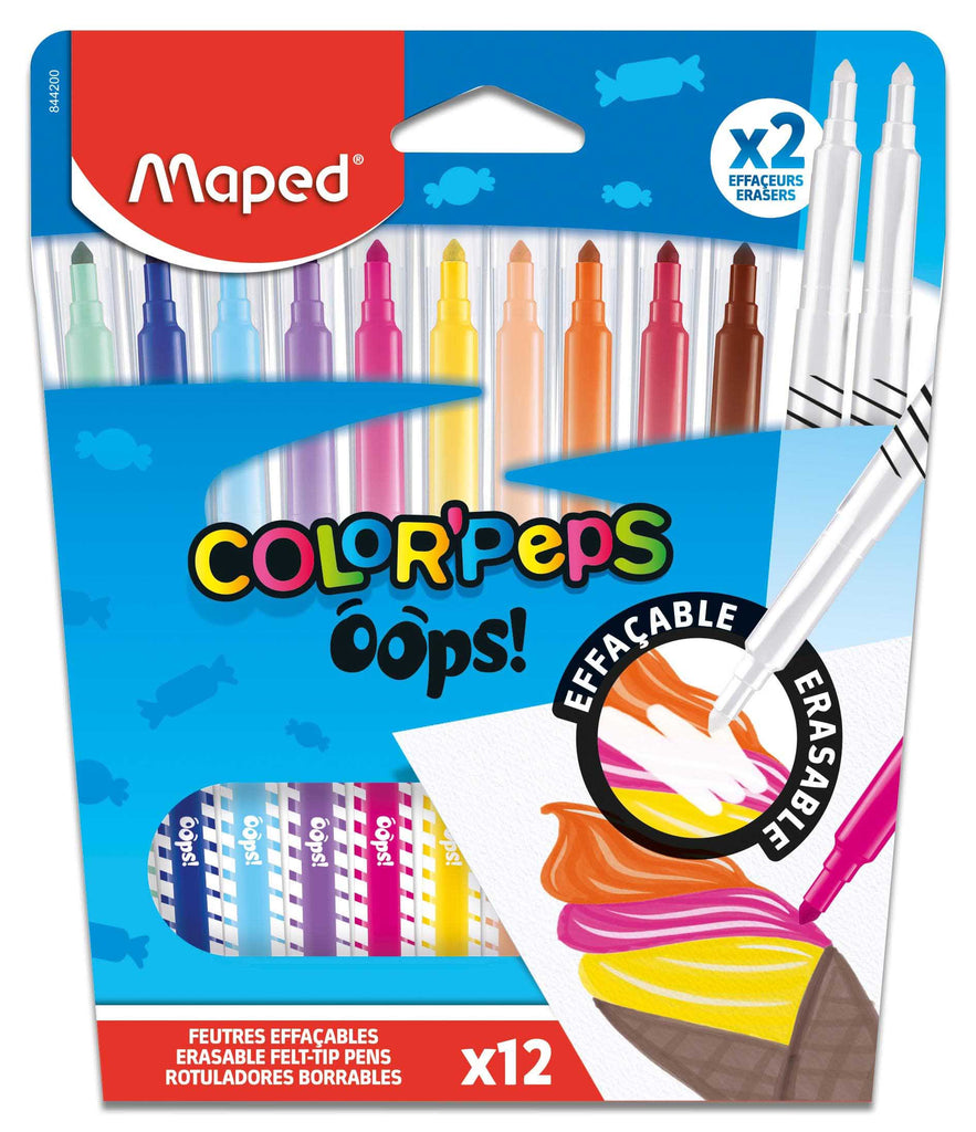 Color'Peps Oops Markers x12 - Erasable Color Fun for Kids
