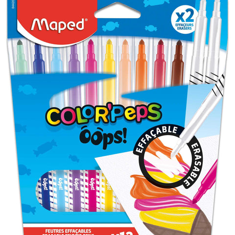 Color'Peps Oops Markers x12 - Erasable Color Fun for Kids