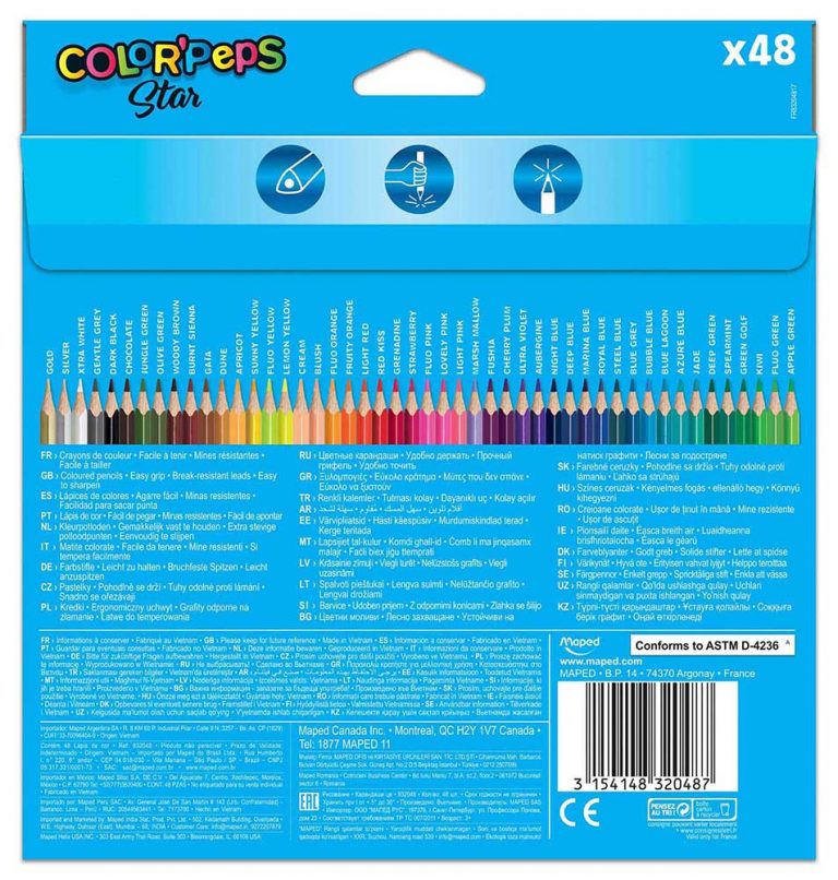 Color'Peps Triangular Pencils x48 - Teacher-Approved Grip